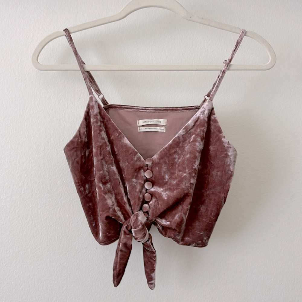 Urban Outfitters Velvet Button Crop